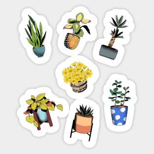 Collection of potted plants for indoor and outdoor use Sticker